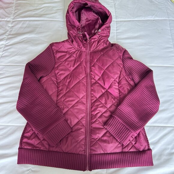 Time And True Womens Large Jacket Sweater Maroon Hooded Pockets - Picture 1 of 7